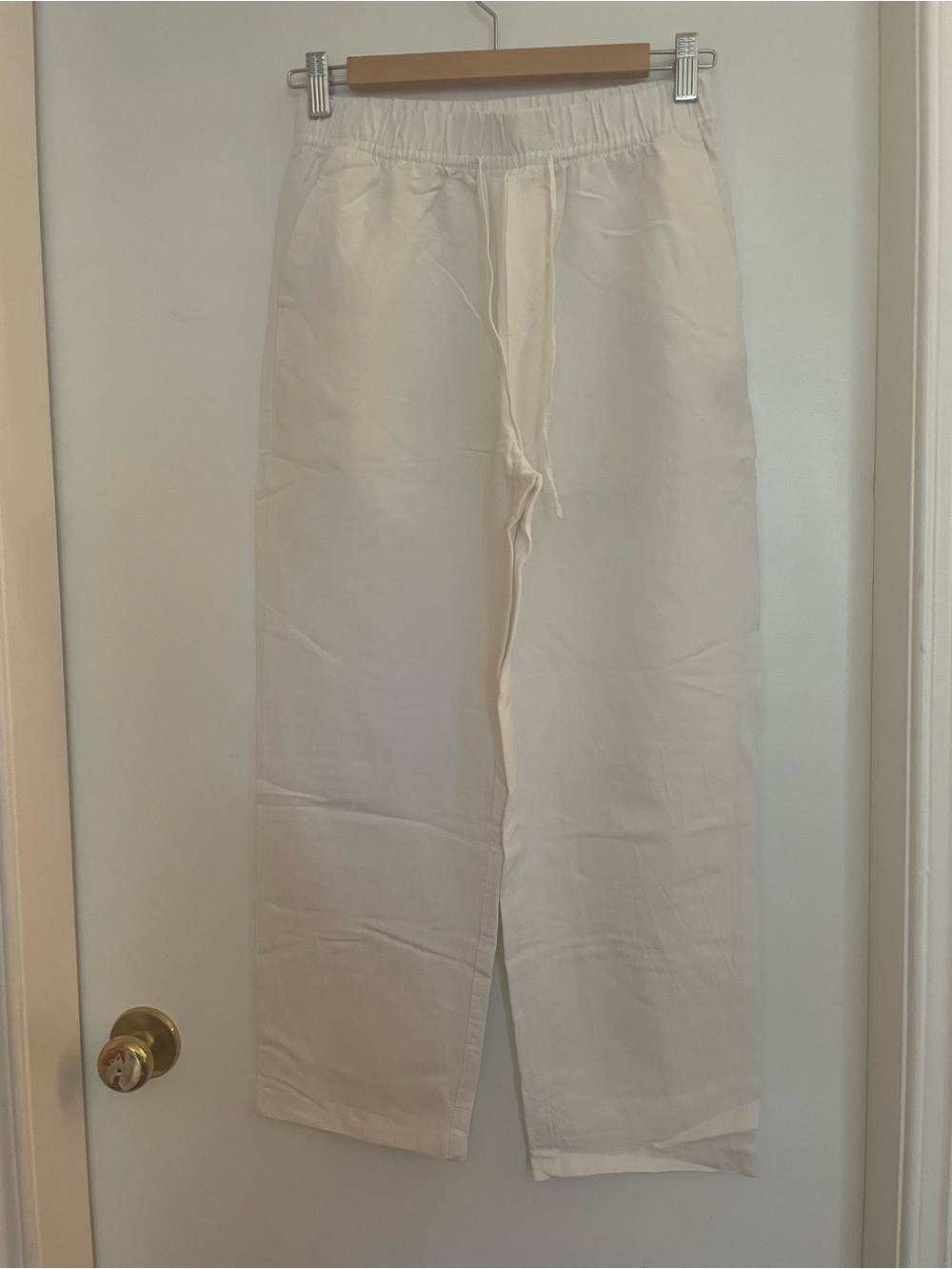 H&M Cream Wide-Leg Drawstring Pants